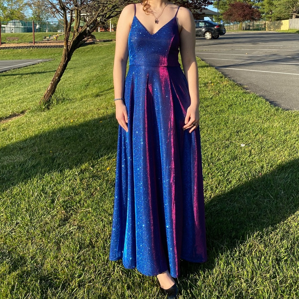 Elegant Blue and Pink Women's Dress